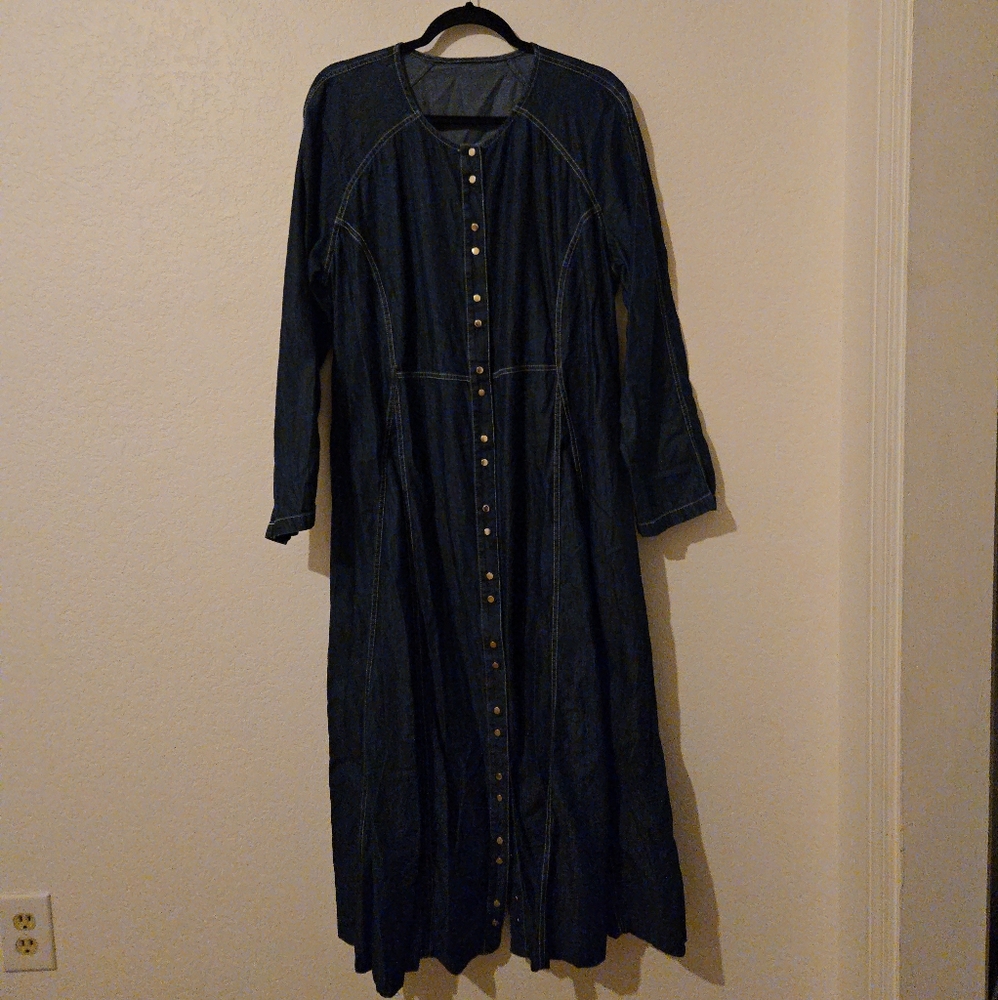 Shurk Long Sleeve Denim Dress, Size L .